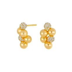 Joanli Nor OLINANOR Ohrstecker Kugeln in vergoldete silber mit zirkonia