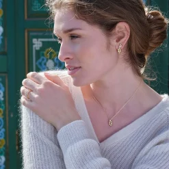 Joanli Nor OLINANOR Ohrstecker Kugeln in vergoldete silber mit zirkonia