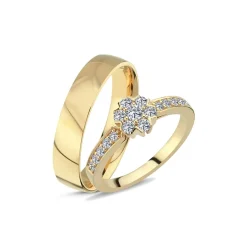 14-karätige Eheringe mit 17 Diamanten im Brillantschliff in 0,47 ct in Damenring