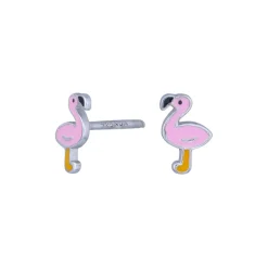 Kinder Ohrstecker mit rosa Flamingo 7 mm