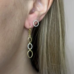 Kreisohrringe aus 8-karätigem Gold mit zirkonia