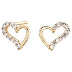 8 kt. gold ohrstecker herz w. zirkonia