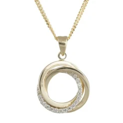 8kt. Goldanhänger mit Zirkoniastein inkl. vergoldeter Kette