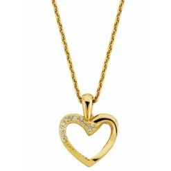 14 kt. Goldherz-Anhänger mit 12 Diamanten. Insgesamt 0,06ct.