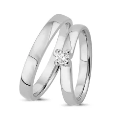 14 kt Weißgold Ringe - 1 Brillant 0,14 kt.