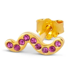LULU Copenhagen Schlangenohrring aus vergoldete silber mit rosa Kristall