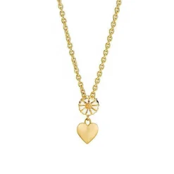 Lund Copenhagen - Halskette mit Margerite und Herz aus vergoldetem