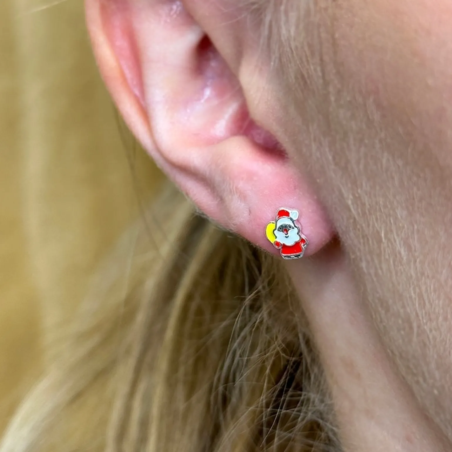 Luxuriöse Weihnachtsohrringe - Weihnachtsmann mit Geschenktüte