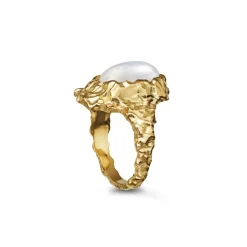 Maanesten - Göttin-Ring mit einem Mondstein in vergoldetem Silber