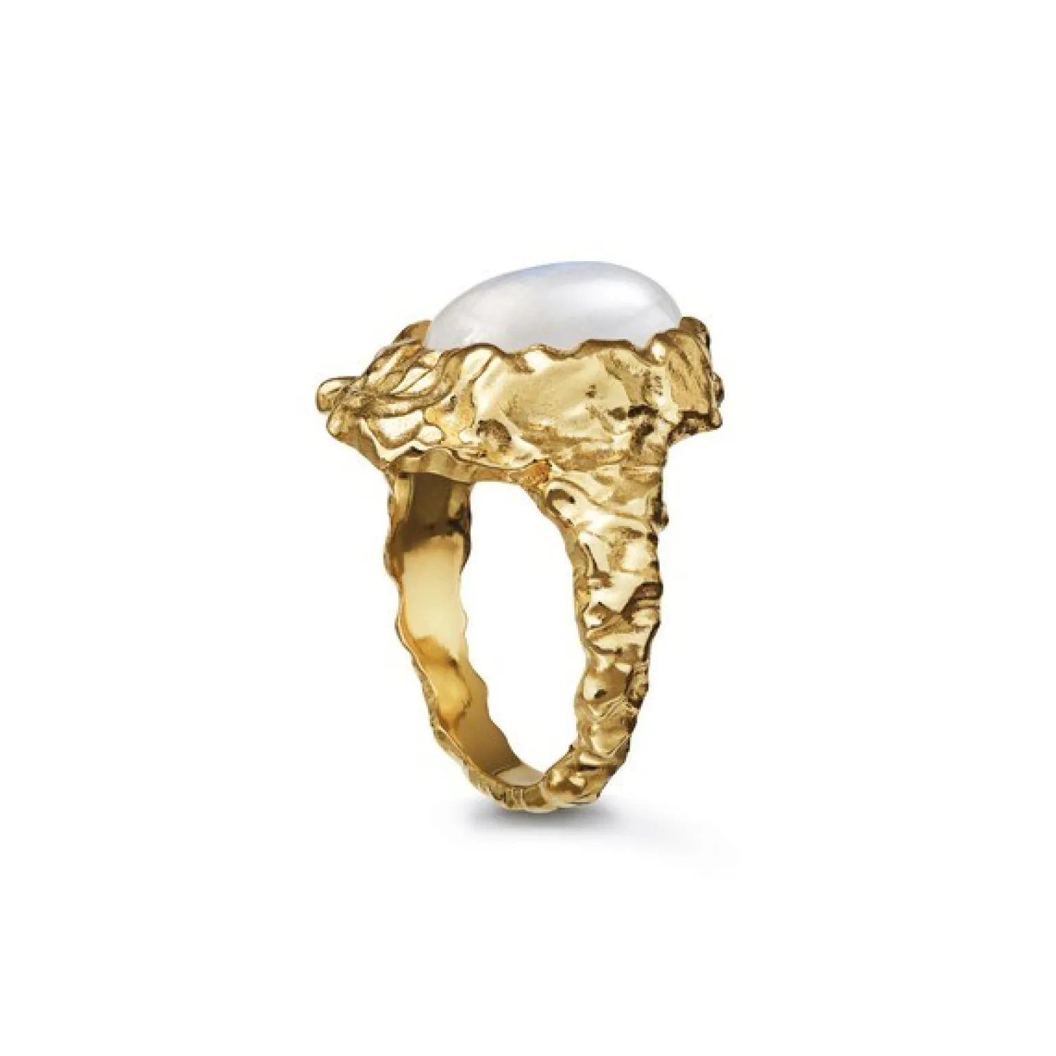 Maanesten - Göttin-Ring mit einem Mondstein in vergoldetem Silber