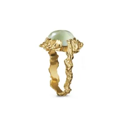 Maanesten - Göttin-Ring mit Prehnit in vergoldetem Silber
