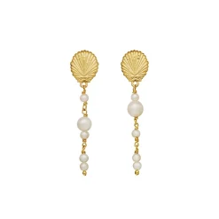 Maanesten - Marylyn Ohrringe in vergoldete silber mit Muscheln und Perlen