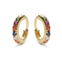 Maanesten - Nubische Creolen aus vergoldetem Silber mit Zirkon - Ø10