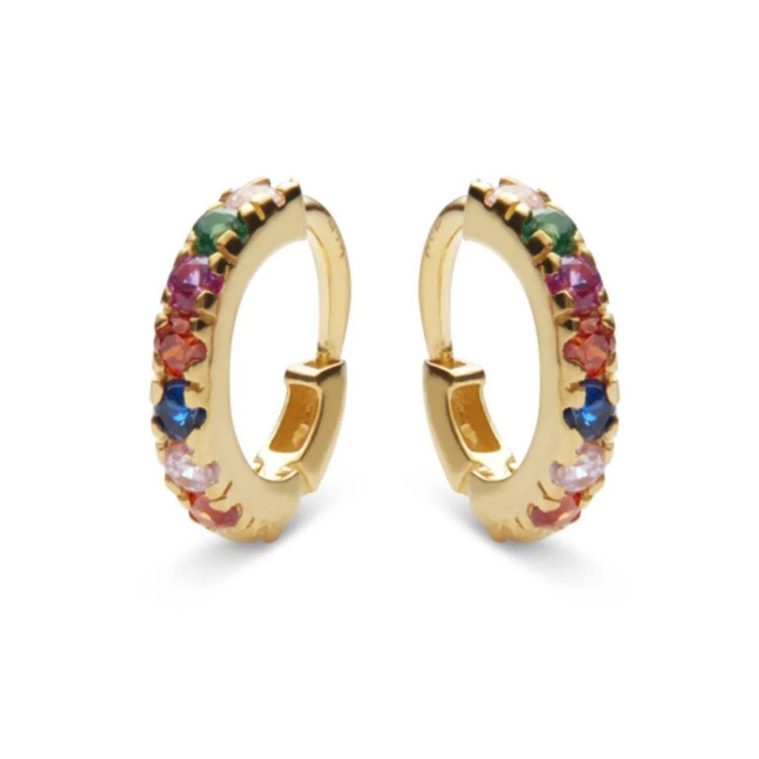 Maanesten - Nubische Creolen aus vergoldetem Silber mit Zirkon - Ø10