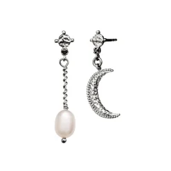 Maanesten - Nyla-Ohrring aus Silber mit Mond und Perle**