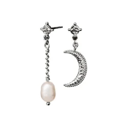 Maanesten - Nyla-Ohrring aus Silber mit Mond und Perle**
