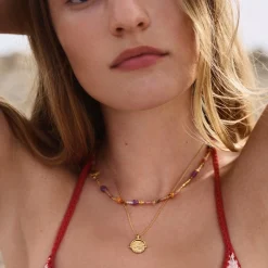 Maanesten - Winnie Halskette in vergoldete silber mit farbigen Steinen