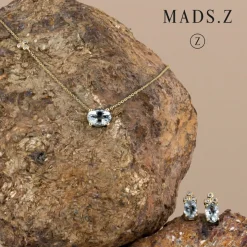 Mads Z - Aquamarin Ohrringe aus 14-Kt Gold mit ingesamt von 0,045 Karat