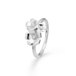 Mads Z - Fleur-Ring in silber mit 3 weißen Topasen