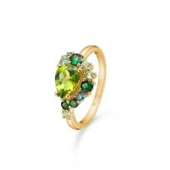 Mads Z - Four Seasons Spring Ring aus 14 Karat Gold mit roten Steinen und 0,055 Karat.