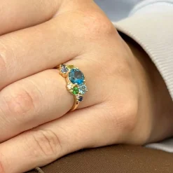 Mads Z - Four Seasons Winter Ring aus 14 Kt Gold mit blauem Stein und 0,06 ct