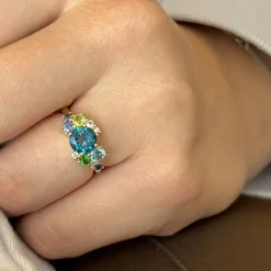 Mads Z - Four Seasons Winter Ring aus 14 Kt Gold mit blauem Stein und 0,06 ct