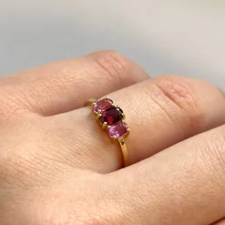 Mads Z - Hyacinth ring aus 8 kt. Gold mit rosa Topas und Rhodonit