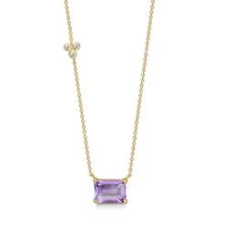 Mads Z - Lavendel-Halskette aus 14-karätigem Gold mit rosa Amethyst und 0,02 kt.