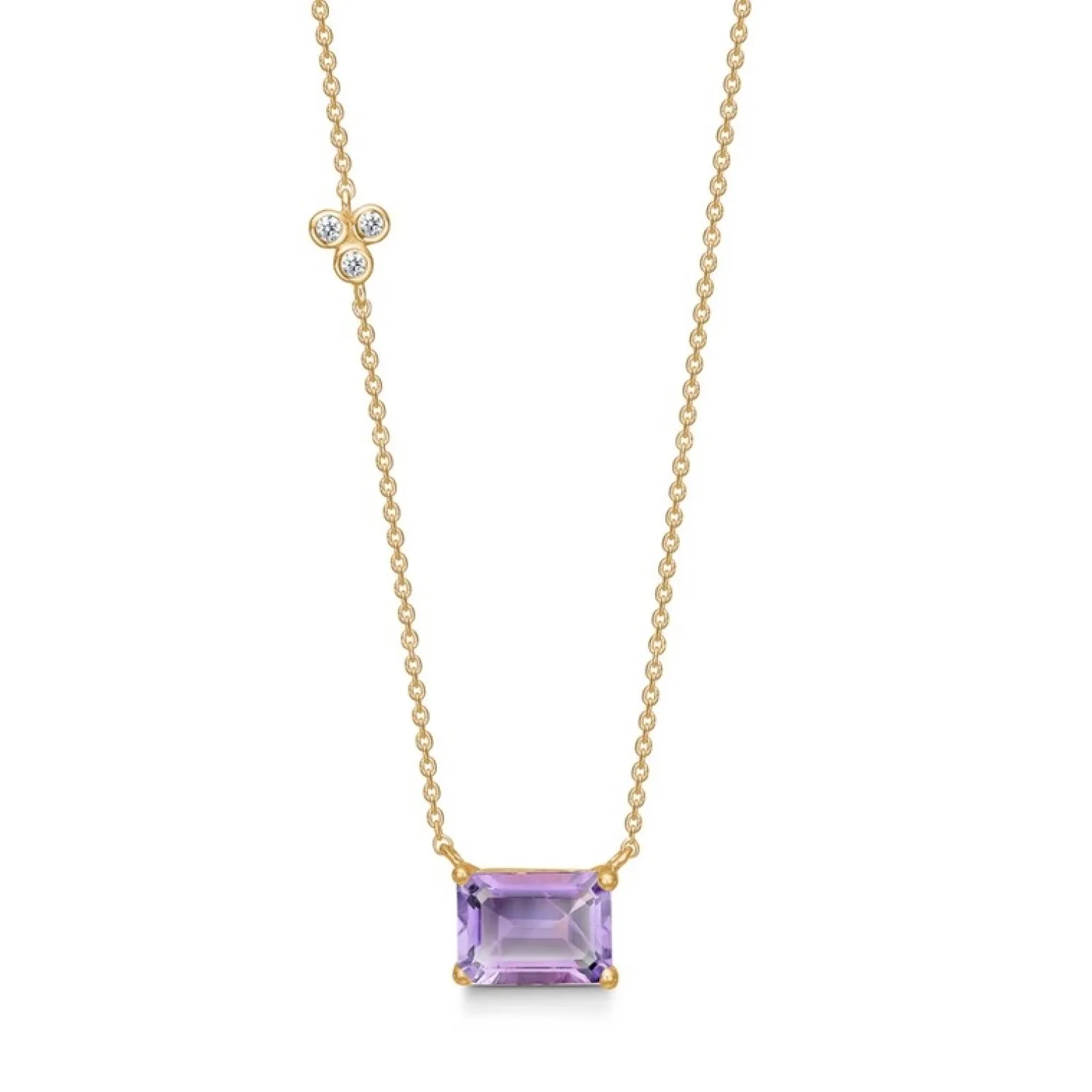 Mads Z - Lavendel-Halskette aus 14-karätigem Gold mit rosa Amethyst und 0,02 kt.
