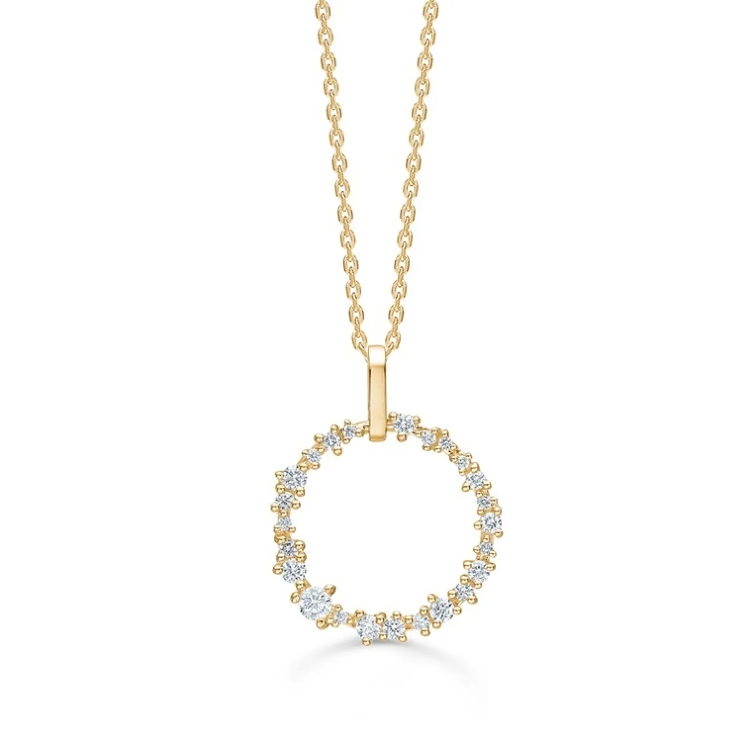 Mads Z - Lucia-Anhänger aus 14-karätigem Gold mit insgesamt 0,30 Karat inkl. Kette.