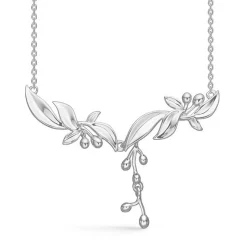 Mads Z - Olive Love Halskette aus Silber mit Blattmuster