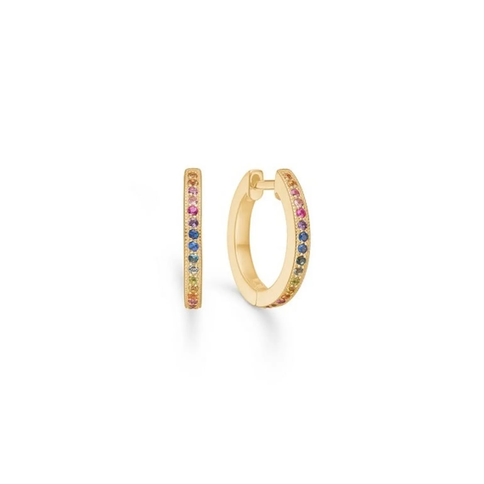 Mads Z - Poetry Rainbow Creole in 14kt. Gold mit Edelsteinen. 15 mm.