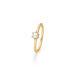 Mads Z - Poetry Solitaire Perlenring aus 14 Kt Gold mit Perle