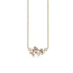 Mads Z - Siena Halskette aus 14kt. Gold mit Morganiten und insgesamt 0,05ct. Diamanten