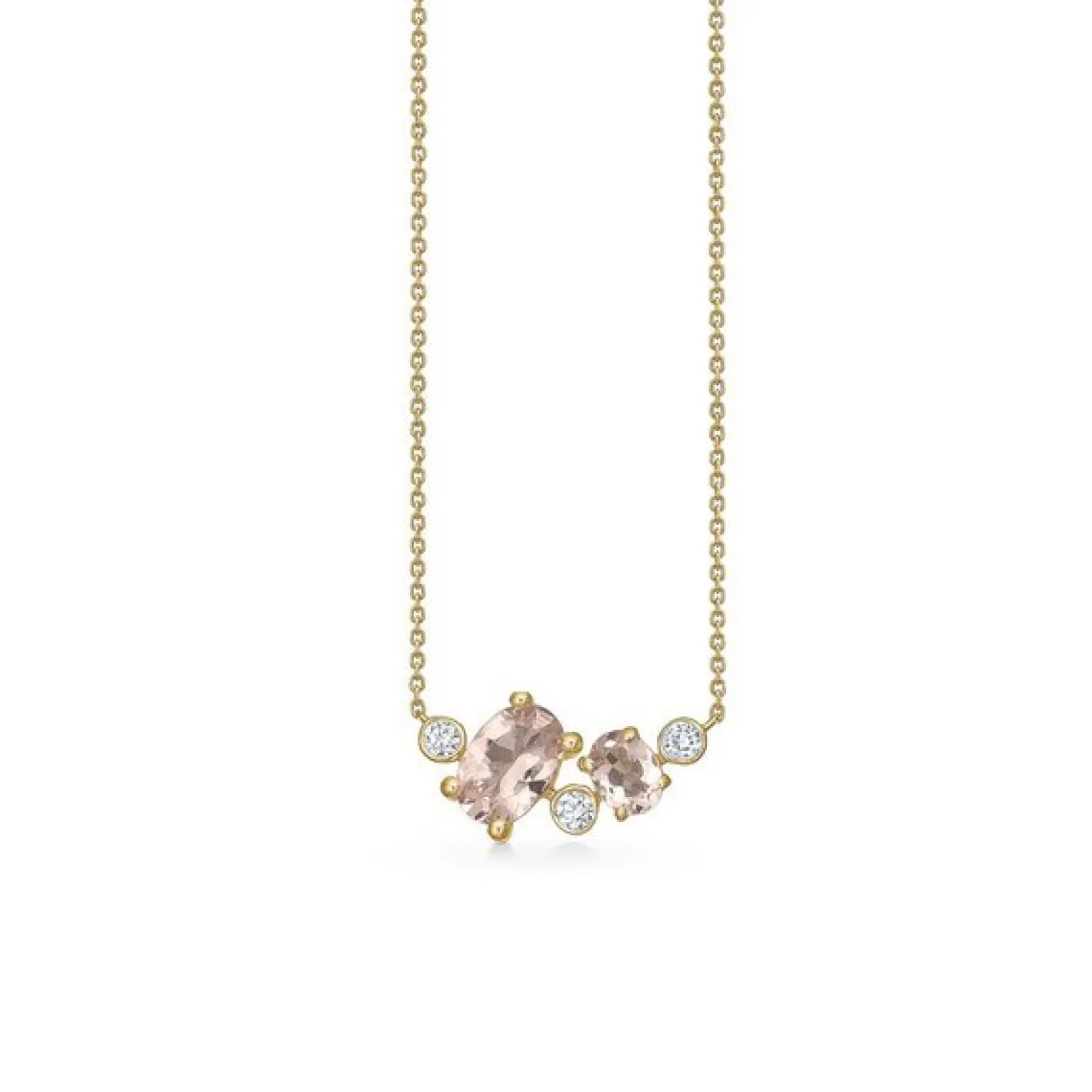 Mads Z - Siena Halskette aus 14kt. Gold mit Morganiten und insgesamt 0,05ct. Diamanten