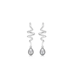 Mads Z - Swirl w. Pearl ohrringe in Silber