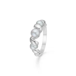 Mads Z - Swirl w Perle Ring in Silber mit Perlen**