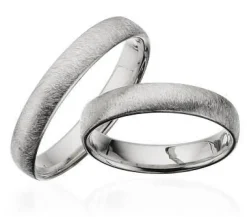 Mattierte, gebogene, silberne Ringe - 4,0 mm breit. Mit oder ohne Brillant