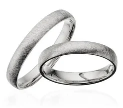 Mattierte, gebogene, silberne Ringe - 3,5 mm breit. Mit oder ohne Brillant