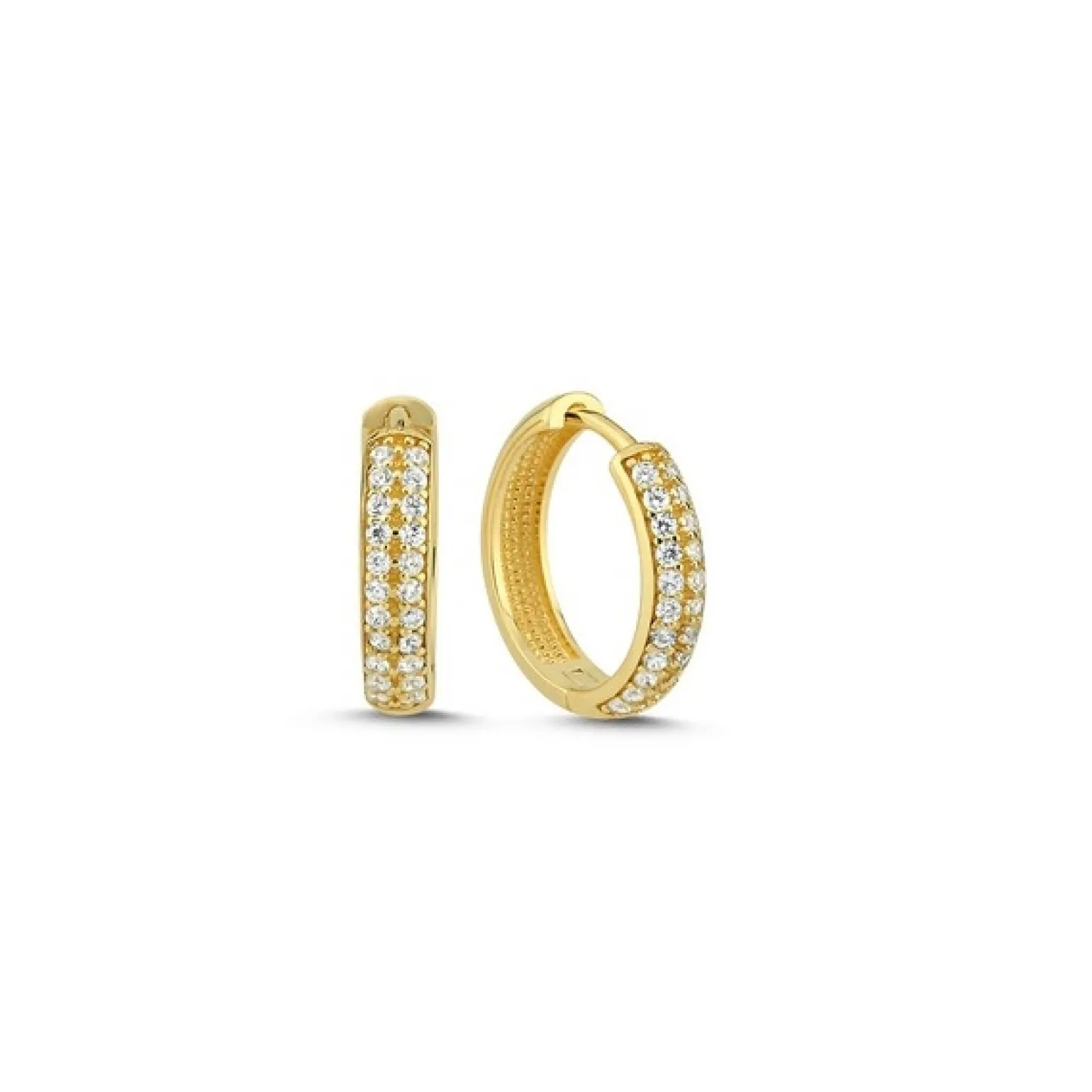 MELFIA Ohrringe mit zirkonia 14kt. Gold Rundes Profil Ø15mm.