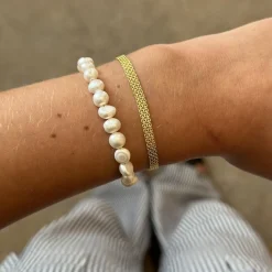 MerlePerle - Amalia Perlenarmband in vergoldete silber mit Perlen