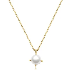 MerlePerle - Amelia Halskette aus vergoldete silber mit Perlenanhänger