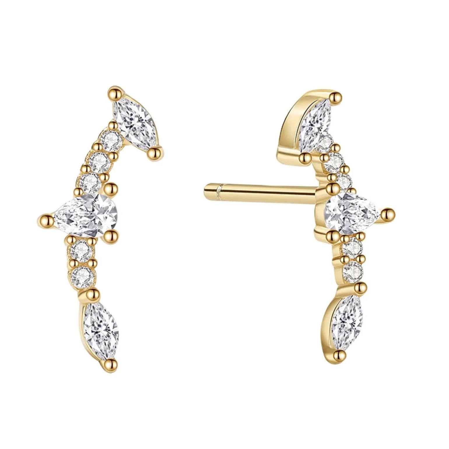 MerlePerle - Astrid Ohrstecker aus vergoldete silber mit weißem Zirkonia