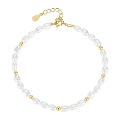 MerlePerle - Ava Armband aus vergoldetem Silber mit Barockperlen