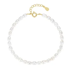 MerlePerle - Barok perlearmbånd aus vergoldetem Silber mit ovalen Perlen