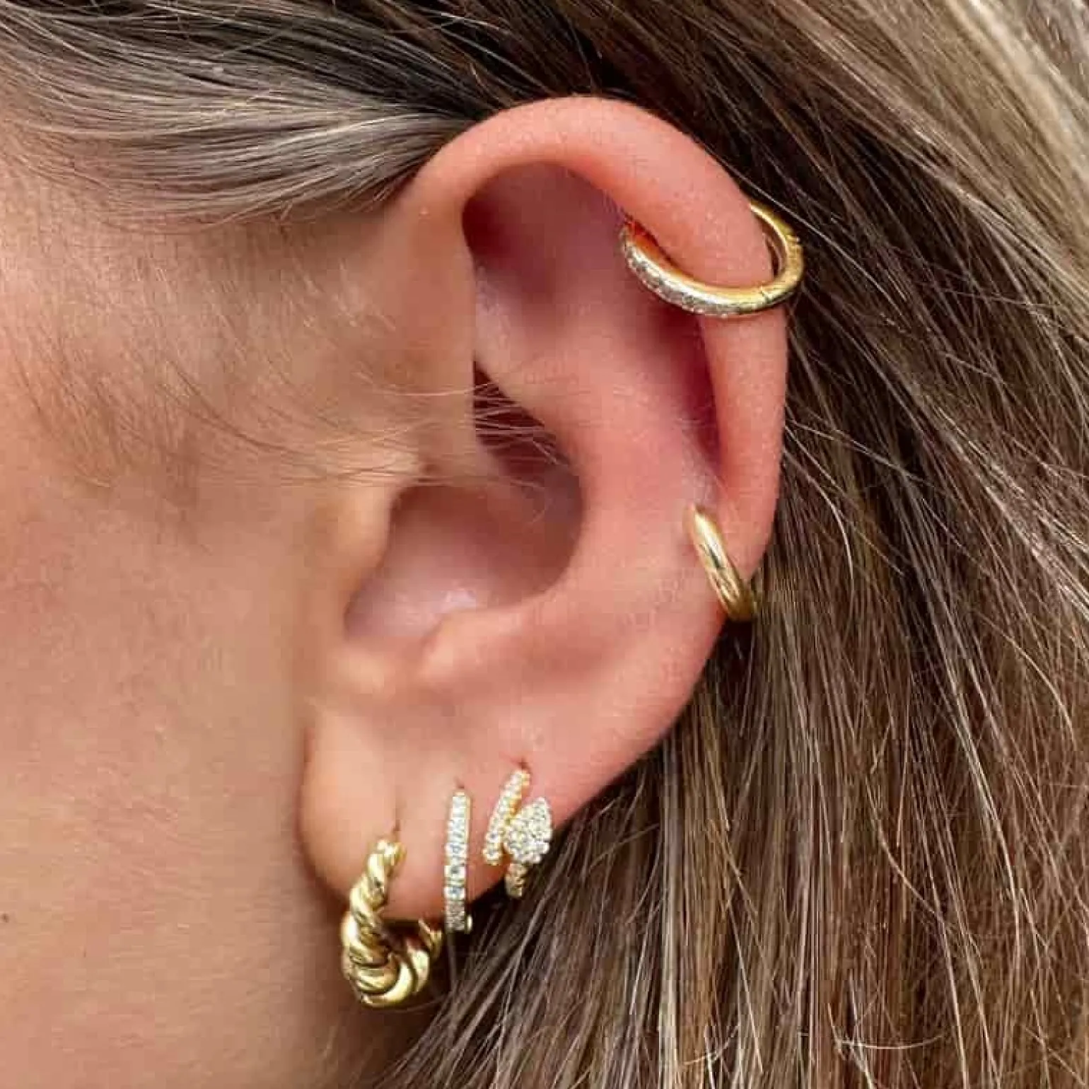 MerlePerle - BillieKreolen in vergoldete silber in 7,4 mm