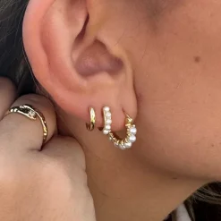 MerlePerle - BillieKreolen in vergoldete silber in 7,4 mm