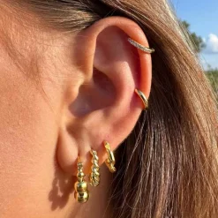 MerlePerle - BillieKreolen in vergoldete silber in 7,4 mm