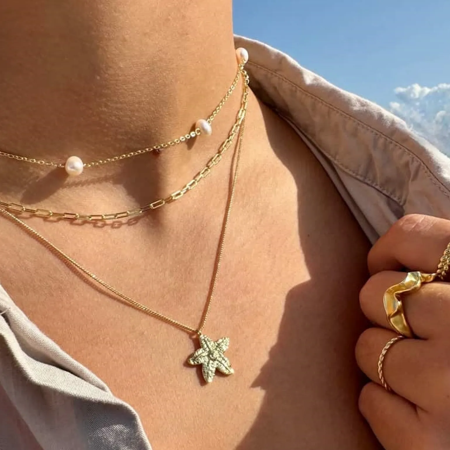 MerlePerle - Britt Halskette in vergoldete silber