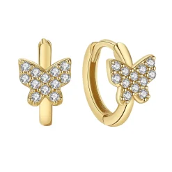 MerlePerle - Butterfly Kreolen in vergoldete silber mit zirkonia